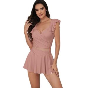 NEW Upopby Women's One-piece ruffled mesh dress swimsuit - large